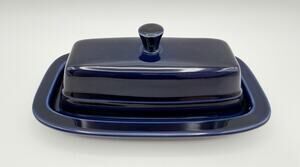 Fiestaware Cobalt Blue Covered Lidded Butter Dish 7.5” Homer Laughlin USA Fiesta